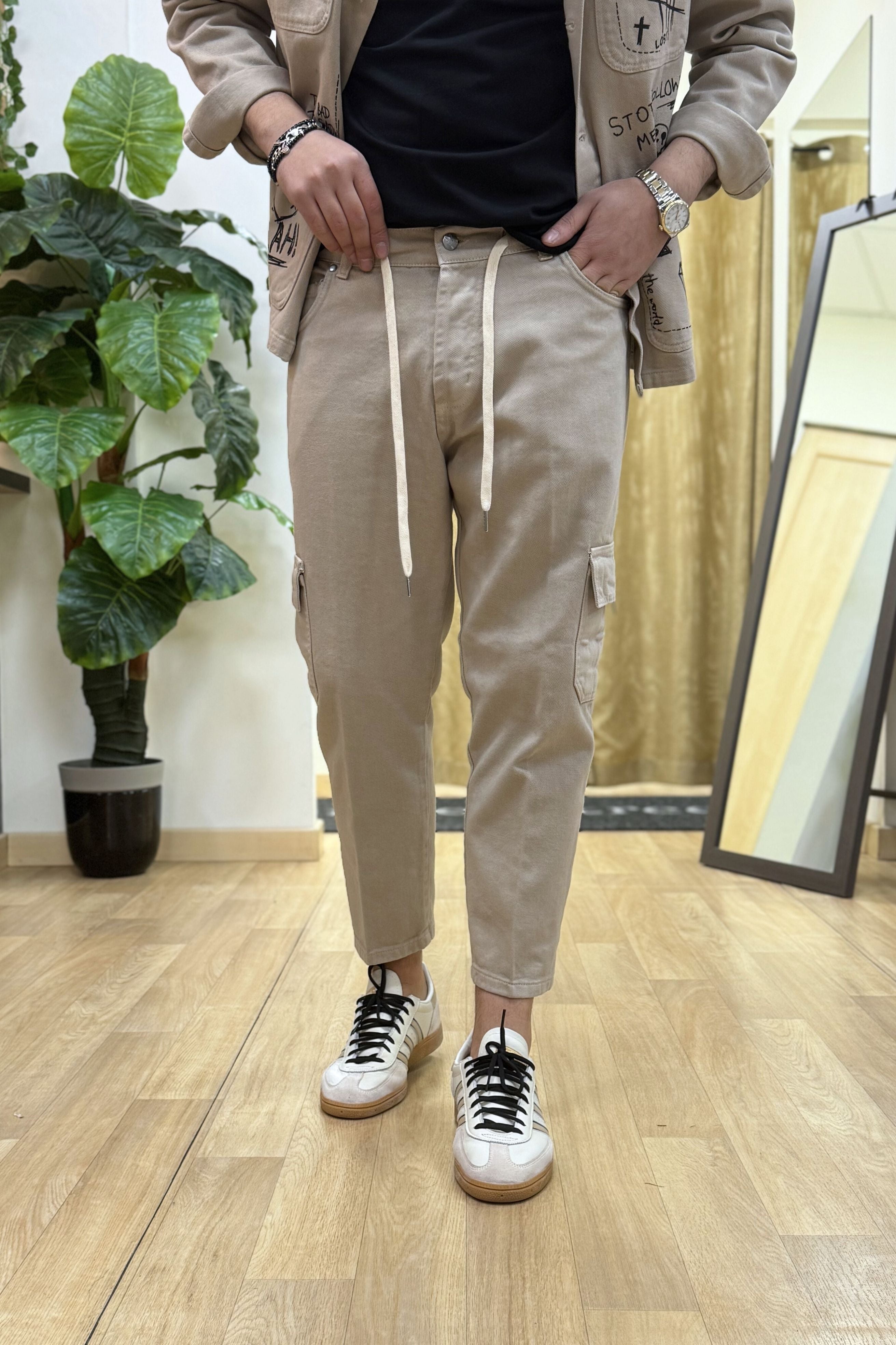 PantaJeans カーゴ ダークベージュ