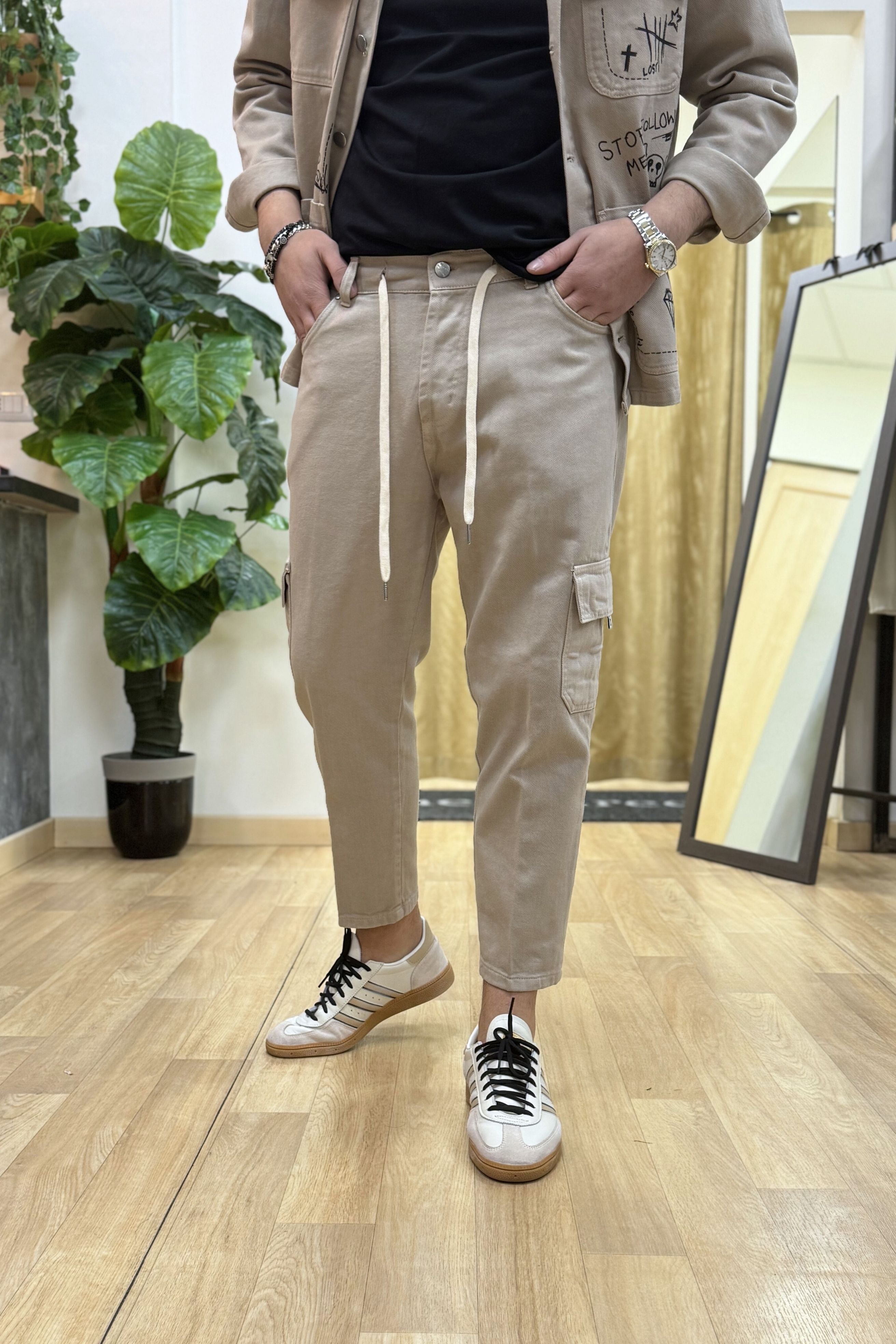 PantaJeans カーゴ ダークベージュ